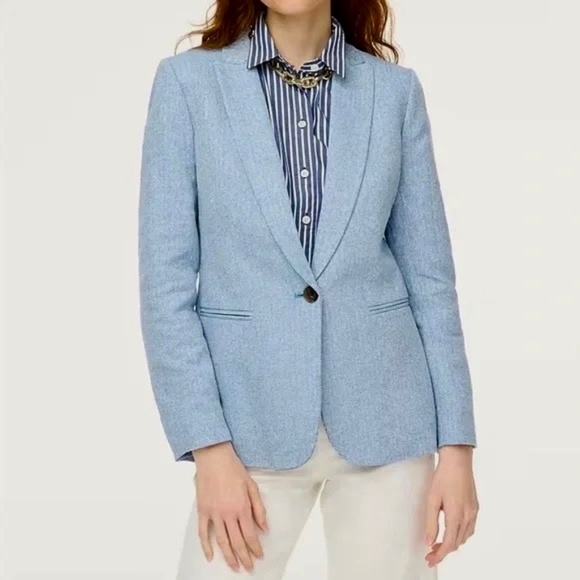 NWT J. Crew Herringbone one-button blazer 4 - Picture 1 of 13